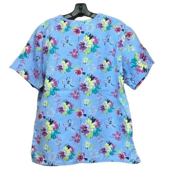 Carol's Scrubs Women's V-Neck Floral Print Scrub Top Size L Multicolor W… - Picture 2 of 4